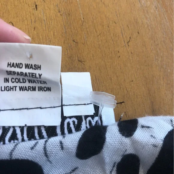 Vintage Black and White Beach Coverup Funky Pattern Maxi Dress Asymmetrical Hem - Picture 9 of 11